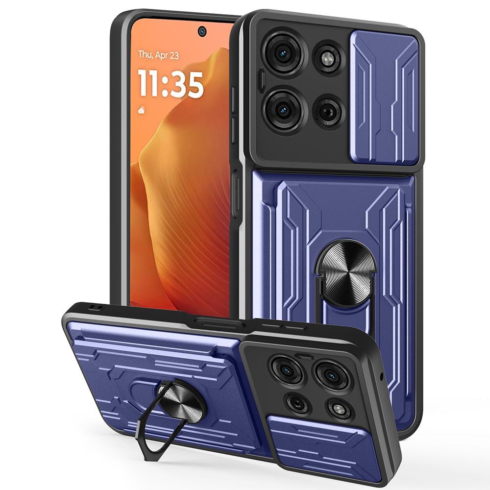 For Motorola Moto G75 5G Case PC+TPU Kickstand Phone Back Cover with Camera Slider