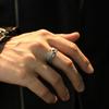 Yintai Fei Thai Silver Feather Cross Black Zirconium Pinky Ring for Men