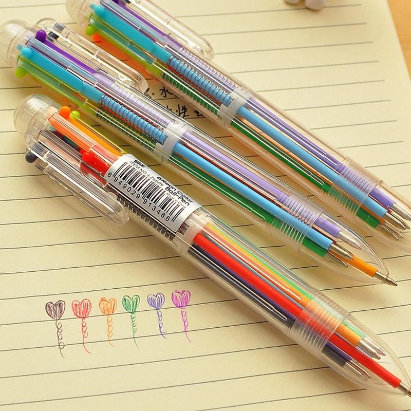 5Pcs Transparent Cartoon Ballpoint Pen Creative Cute Colorful Swivel Supplies School&Office Supplies