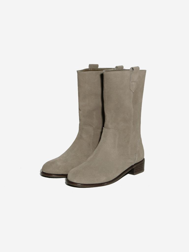 Komorebi Museum Suede Wide Mid-Calf Boots Genuine Leather Ver. | Beige