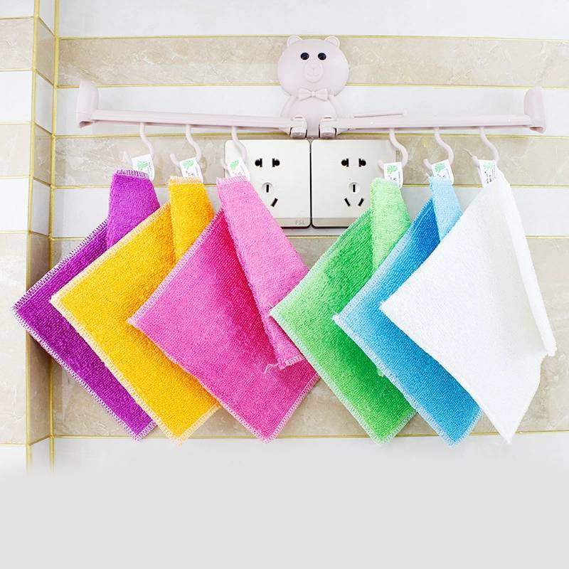 Fiber Double Layer Dish Towel With Oil Resistant Absorbent Non Shedding For Kitchen Cleaning