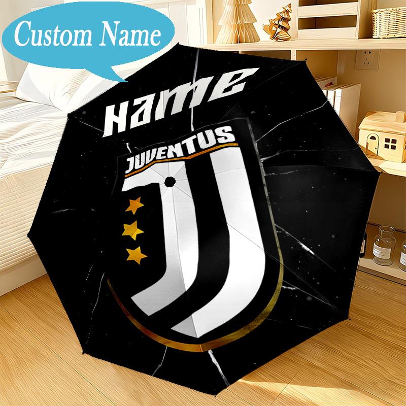 Custom Name Umbrella Juventus FC Crest Design Umbrella 8-Frame for Travel, Camping, Casual Lightweight Portable, Essential for Family Gifts