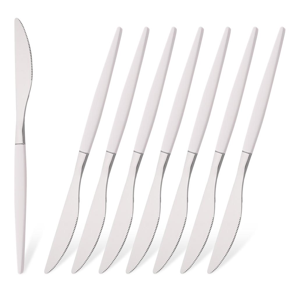 8 szt. Noże obiadowe z białego złota Sztućce ze stali nierdzewnej Zachodnie noże do steków Można myć w zmywarce Do domu, kuchni i restauracji