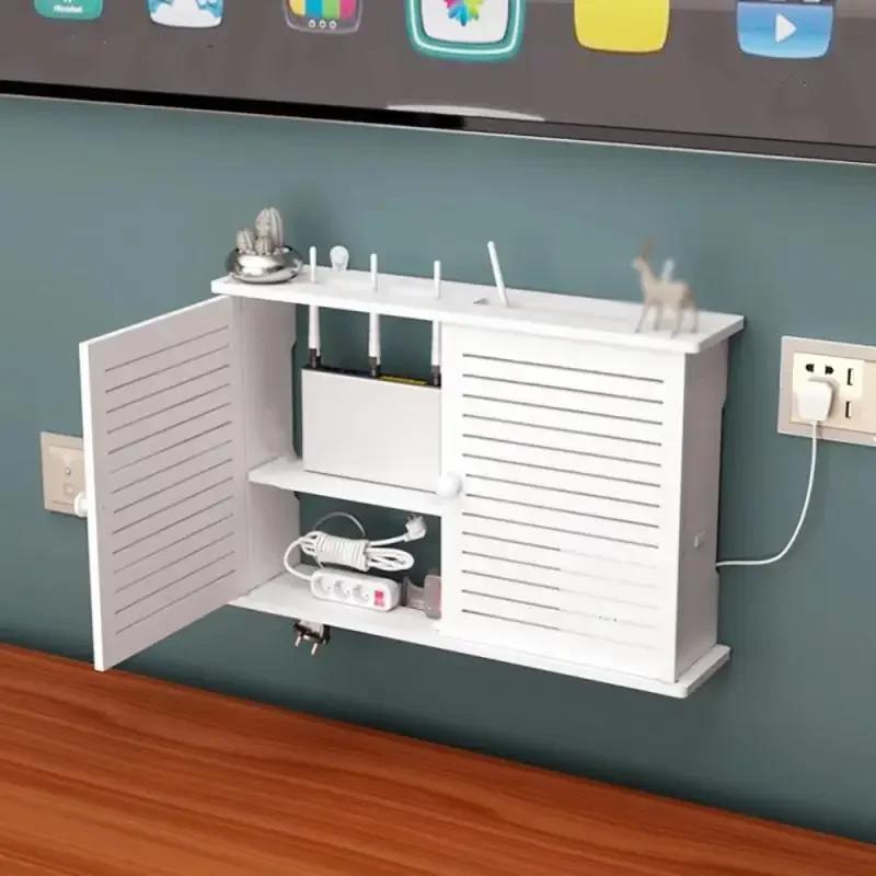 Mounted Wireless Wifi Router Rack Wall Hanging Plug Board Bracket Cable Organizer PVC Panel Shelf Home Decor Storage Box Wall