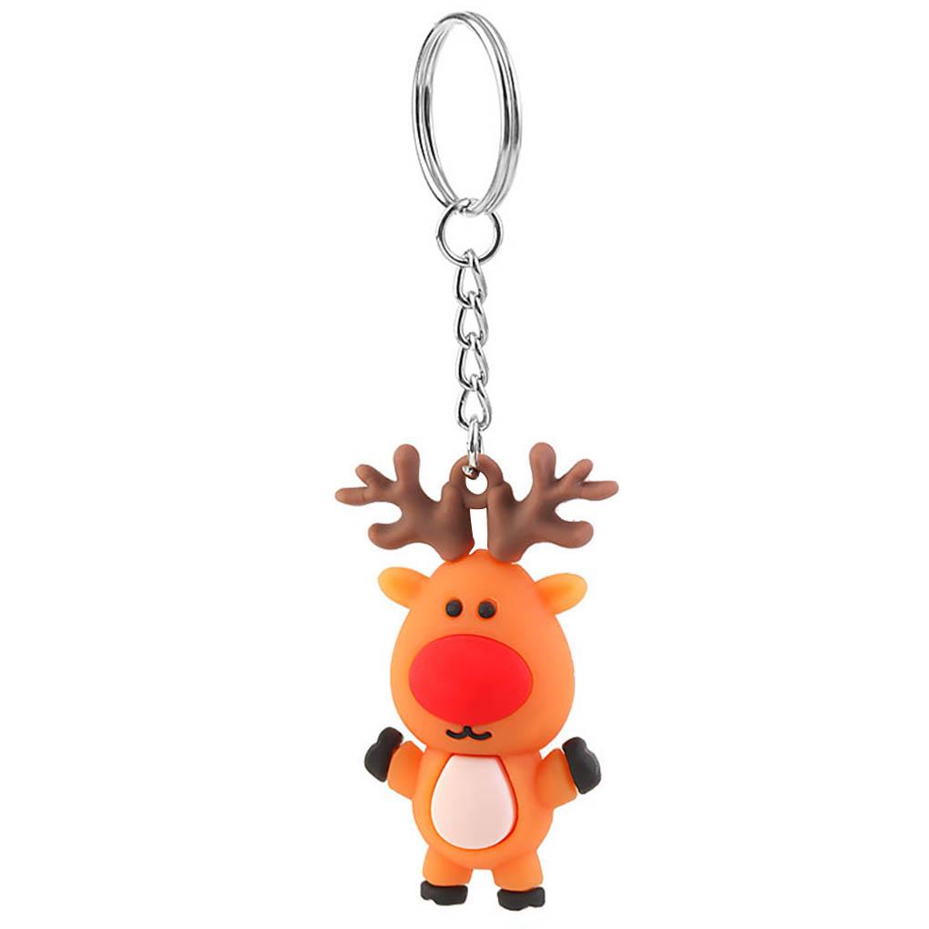 

1pcs Keychain Christmas Themed Silicone Pendant Key Ring Bag Decorative Gift elk 2