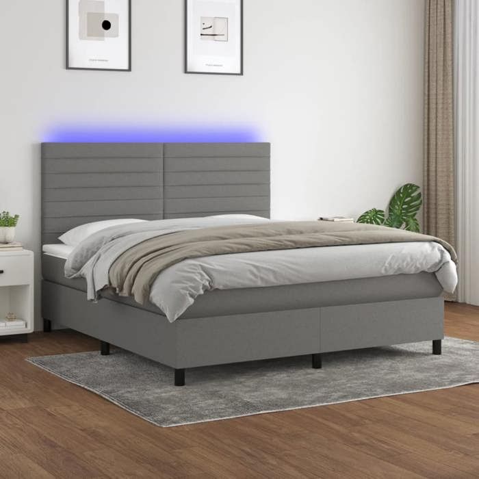 VidaXL Sommier à Lattes de Lit avec Matelas et LED, Lit Rembourré, Lit Double, Lit Adulte de Chambre à Coucher Intérieur, 3134966