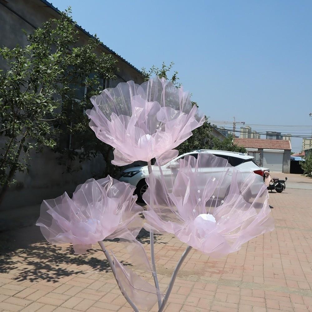 Simulation 3D Gauze Artificial Flower 50cm Big Giant Mesh Flower Hollow Silk Flower  Window Display
