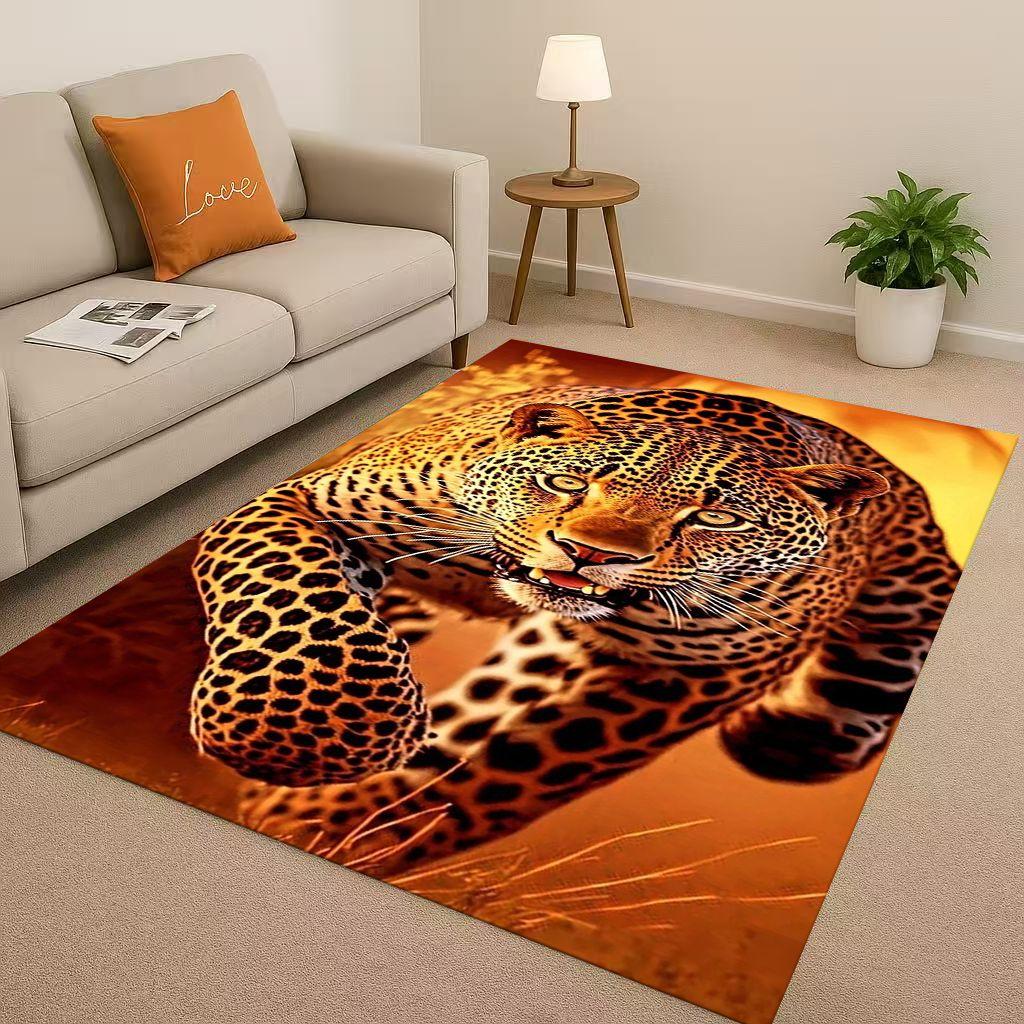 3D Cheetah Leopard Beast Living Room Non Slip Area Rug Soft Carpet for Bedroom Playroom and Sofa ,Easy Clean Home Decor Doormat