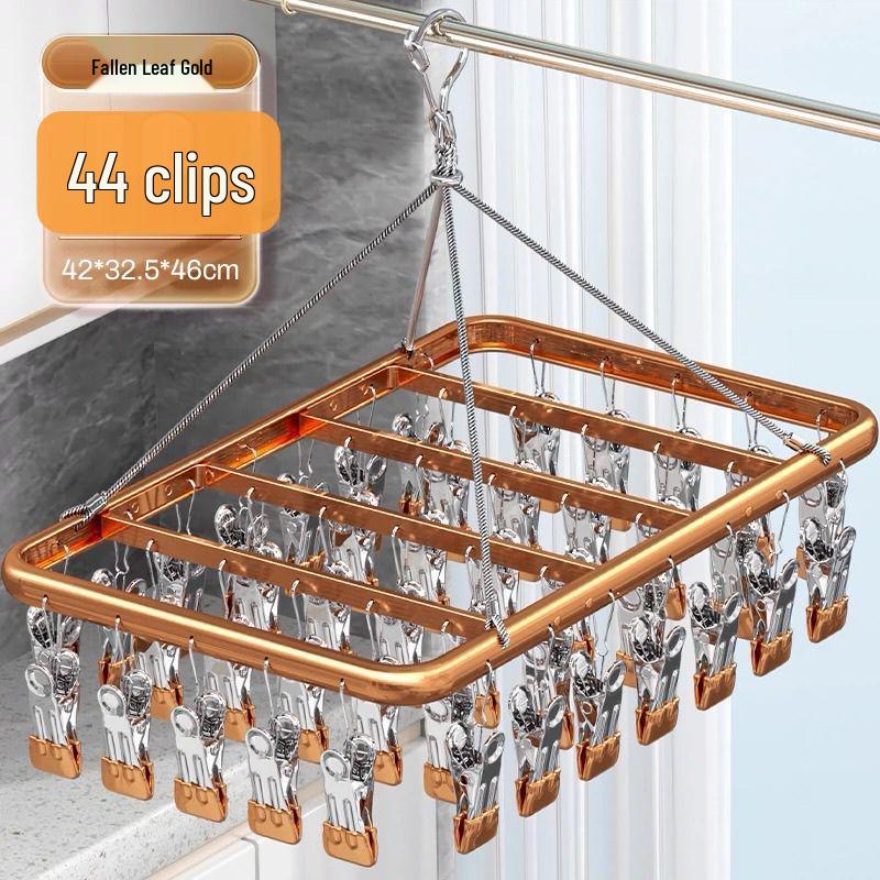 

Космічний алюміній Багатофункціональна обертова сушарка для шкарпеток та нижньої білизни 22 stainless steel clips шампанського/золотий