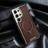 Magnetic Rotating Bracket Leather Case for Samsung Galaxy S25 Ultra S26 Edge S24 Plus S23 Wireless Charging Plating Phone Cover