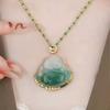 Collana con Ciondolo Buddha per Uomo Donna, Ciondolo Buddha Portafortuna in Lega di Zinco, Colore Verde, Gioielli Trendy in Stile Etnico