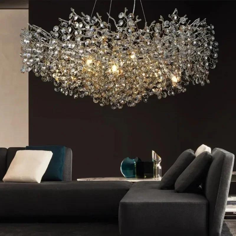 2025 New Modern Crystal Chandelier Nordic Luxury Restaurant Lamp Living Room Bedroom Sunflower Indoor Home Decoration Lamp
