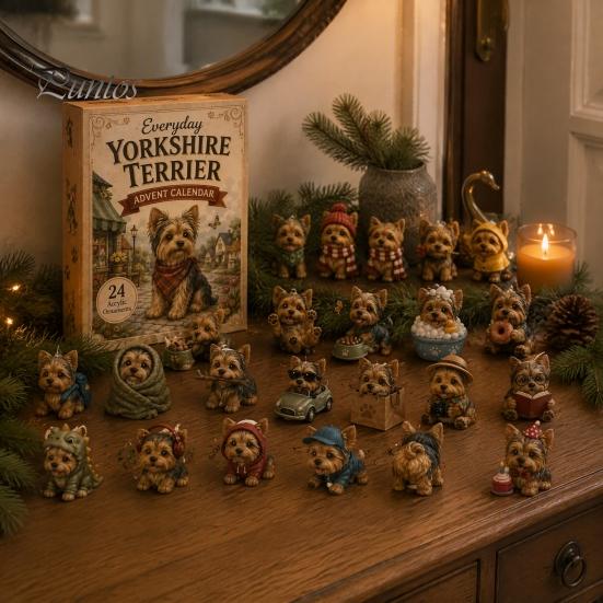 Mini Speelgoed 2026 Hond Kerst Adventskalender, 24 Dagen Puppy Beeldjes Aftellen Avond Verrassing 2D Acryl Schattige Verzamelbare Ornamenten voor Liefhebbers,