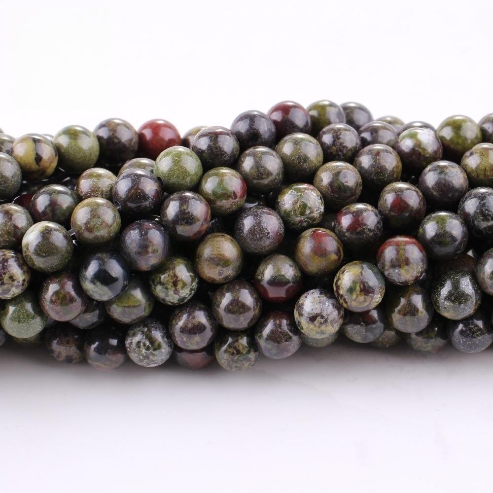 Dragon Bloodstone Round Natural Stone Beads 15"Strand Smooth Loose Spacer Beads 4/6/8/10/12mm for Jewelry Making DIY Bracelets Charms Accessories