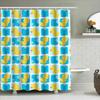 Whimsical Rubber Duck Shower Curtain Bright Blue Yellow Pattern Decorative Waterproof Fabric For Bathroom Accessories Set In Var