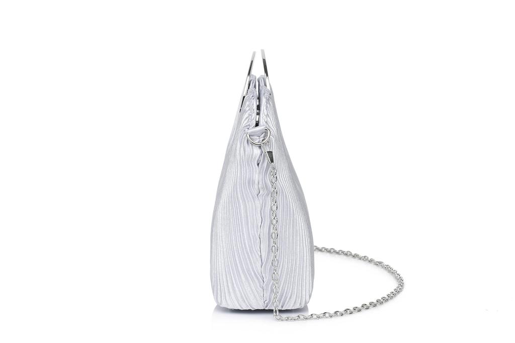 SUNSPOT Party Bag, Large Clutch Bag, Wedding Bag, Large Handbag, Women's, 3-Way (Silver H)