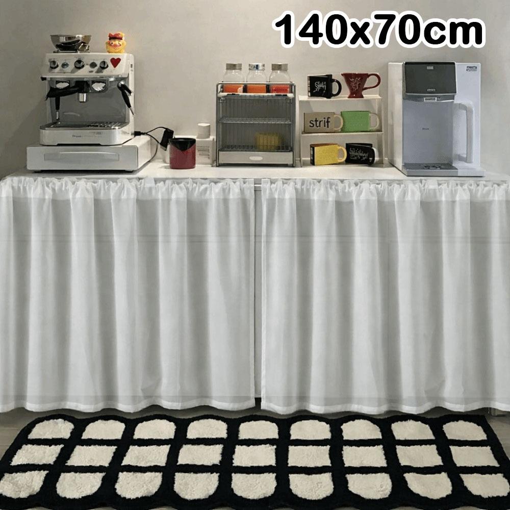 New Waterproof Chiffon Curtain Thickened Scratch-resistant Kitchen Cabinet Curtain Blockout Dustproof Table Skirt Cabinet Sundry
