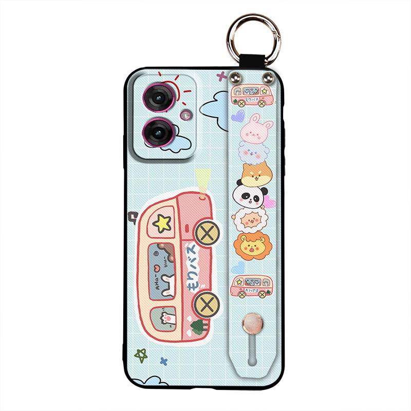 Cute Shockproof Phone Case For MOTO G55 5G Waterproof Soft Case Durable Back Cover Lanyard Anti-dust Silicone Kickstand