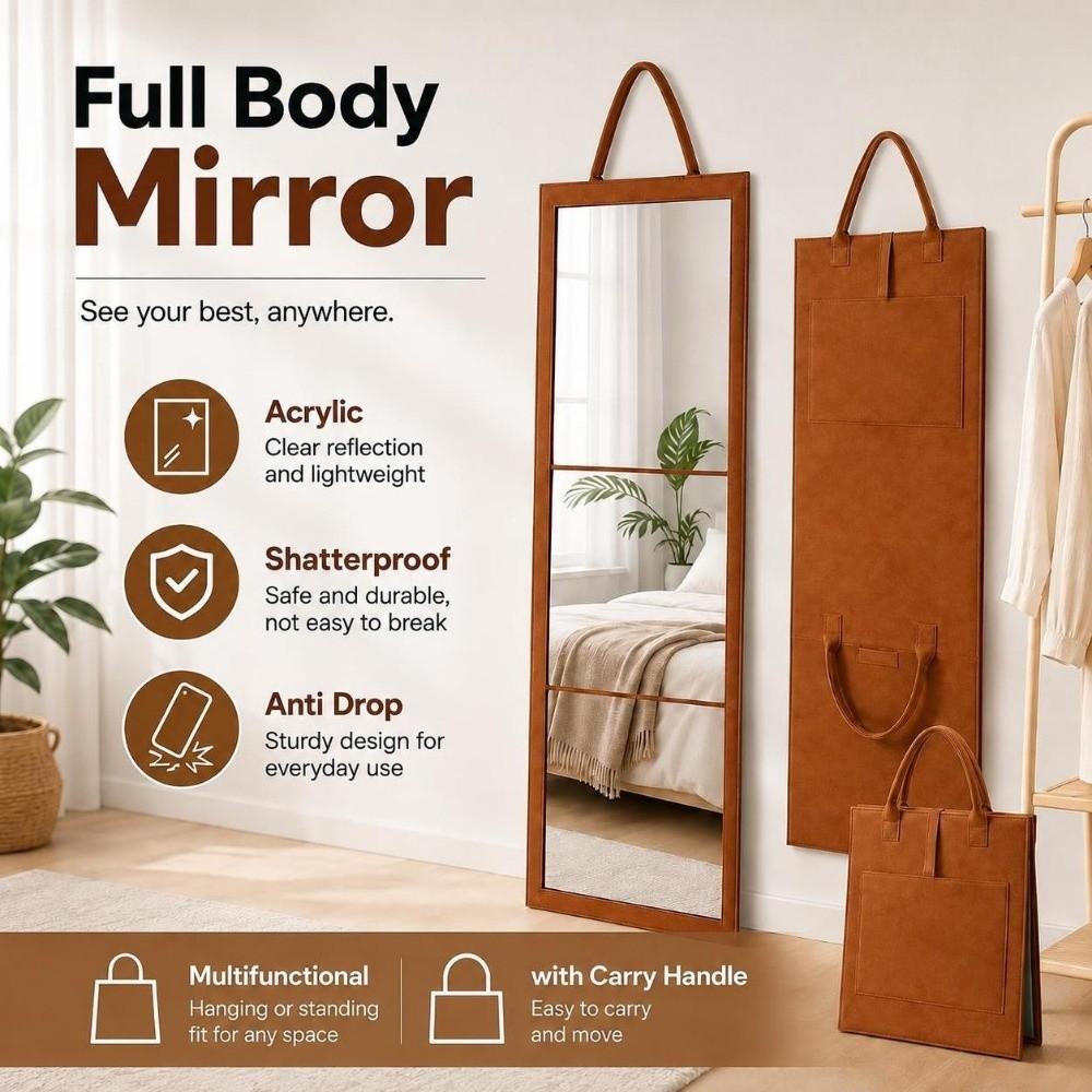 Foldable Travel Mirror Shatterproof Makeup Mirror Makeup Mirror Full Body Mirror Dormitory