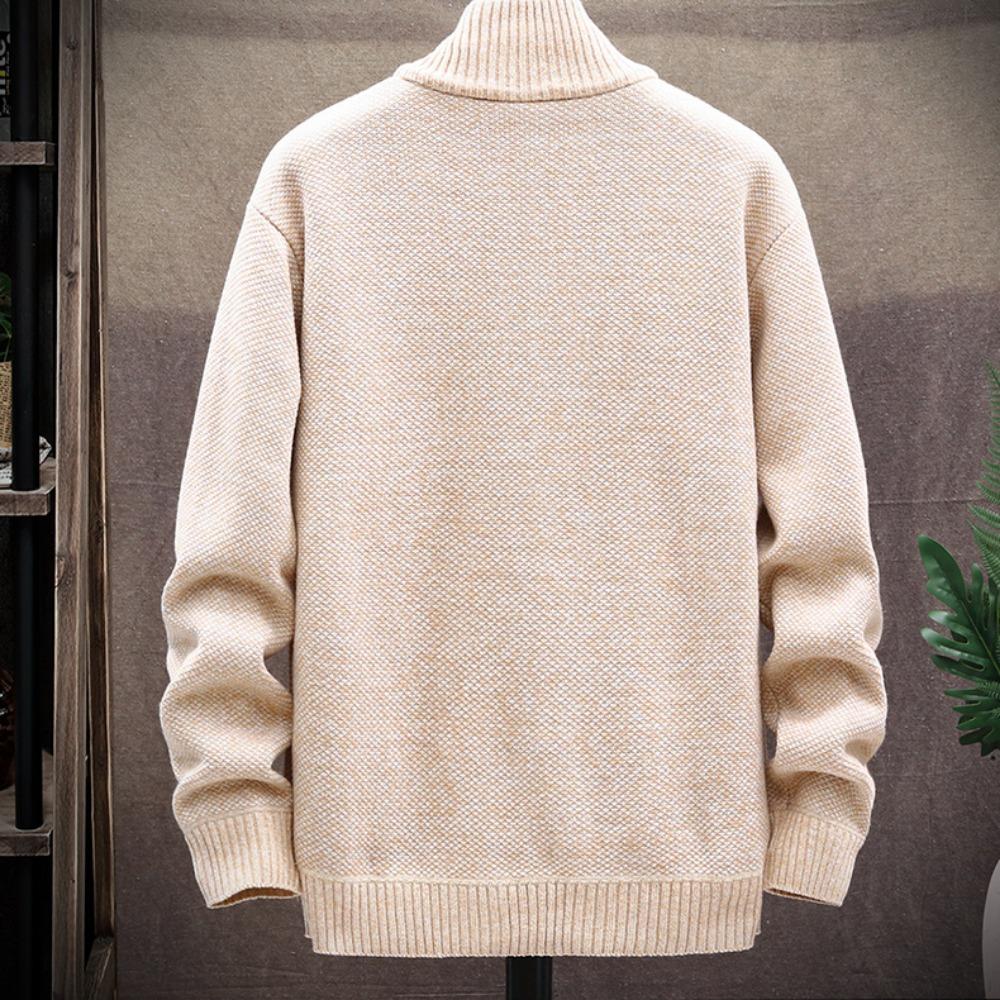 Knitted Cardigan Solid Color Sweater Men Zipper Autumn Long-sleeved Jacket Warm Fleece Cardigans Jacket