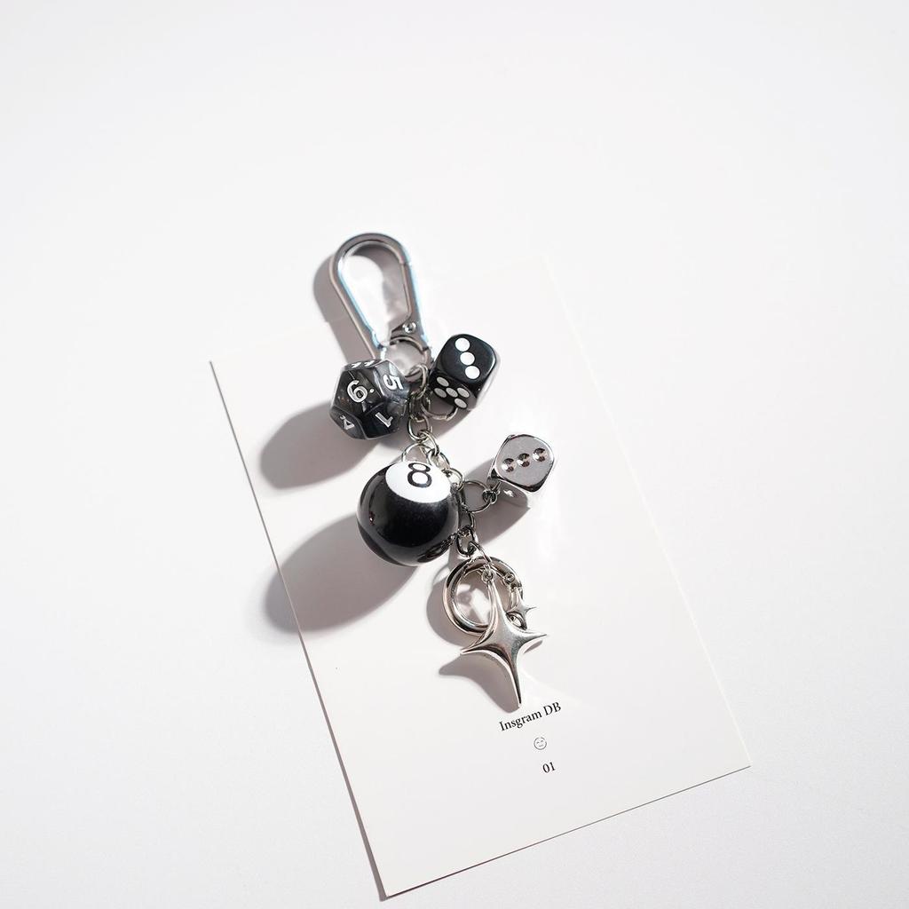 Creative Billiard Dice Keychain & Number Pendant Charm