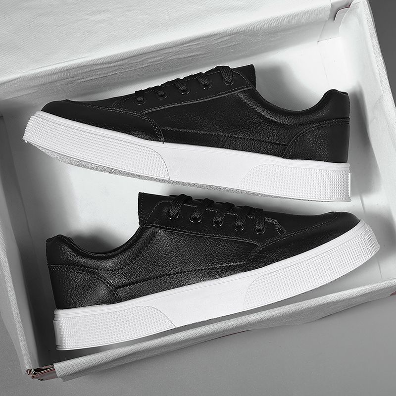 Men's shoes autumn Korean version of student sports leisure flat baseplate shoes, teenagers one pedal leather surface waterproof little white leathe