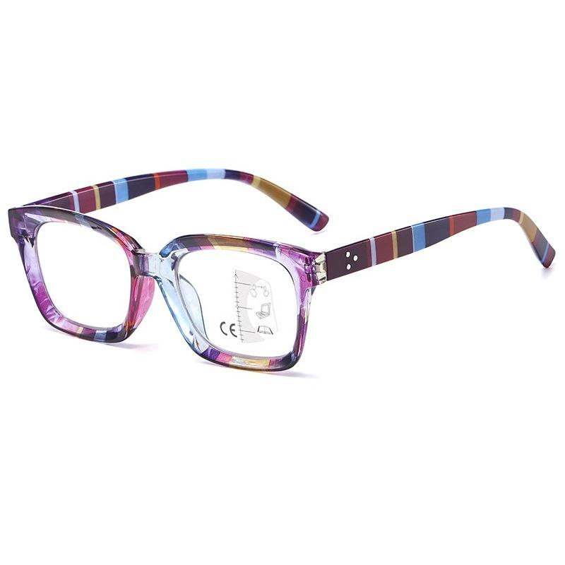 

Multifocal Anti-Blue Light Presbyopia Glasses for Women Striped Frame High-Definition Reading Eyewear Diopter +1.0 To +4.0 1.0 фиолетовый