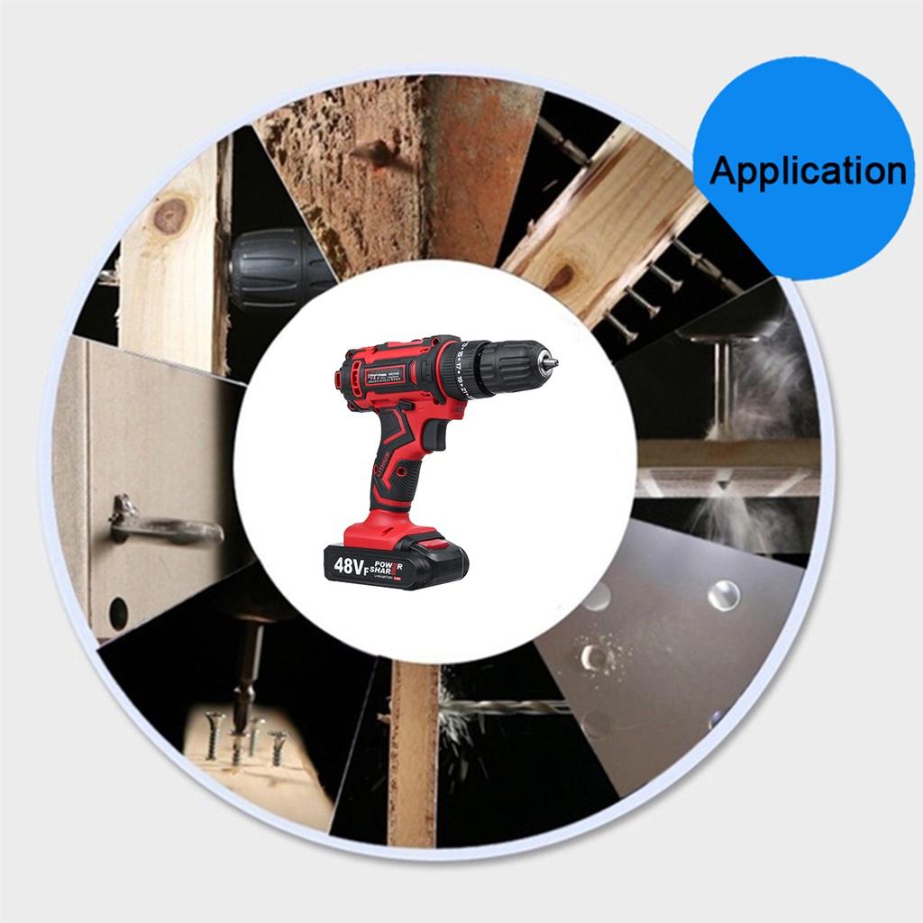 Furadeira Elétrica 48V Furadeira de Impacto Sem Fio Mini Parafusadeira Sem Fio 25+3 Velocidade Dupla Ferramentas Elétricas Com 2pcs Recarregáveis