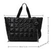 Large Capacity Quilted Tote Bags for Women Solid Color Women's Shoulder Bag for Gym Travel Fashionable Nylon Winter Padded Handbag