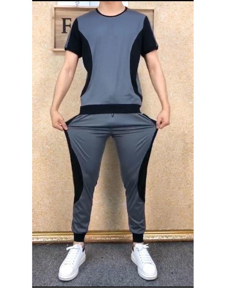 Icy Men's Classic Two-Piece Sportswear Set - Summer Casual Nine-Point Elastic Pants