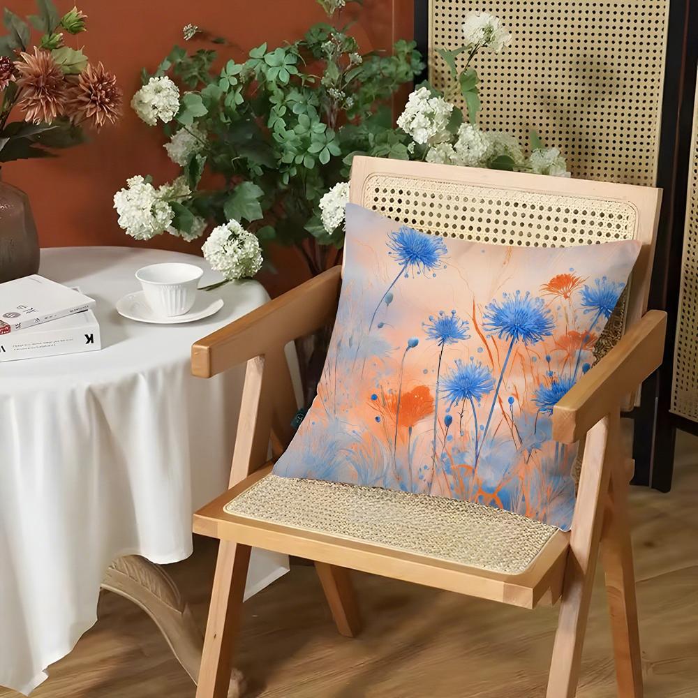 Flower Cornflower Cushion Cover Silky Short Plush Invisible Zipper Dustproof Sofa Pillow Case for Home Decor