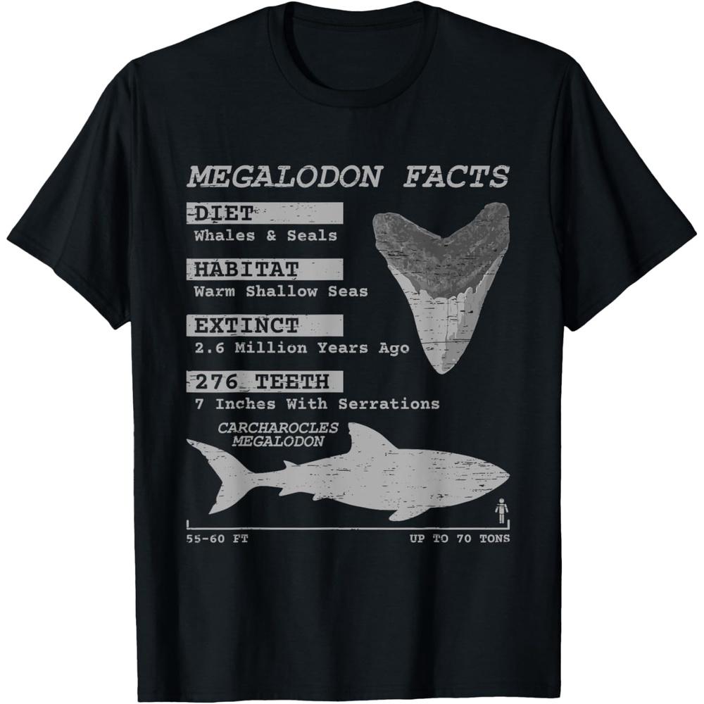 Megalodon Facts Teeth Meg Wildlife Sharks Deep Sea Creature T Shirt 3XL чёрный