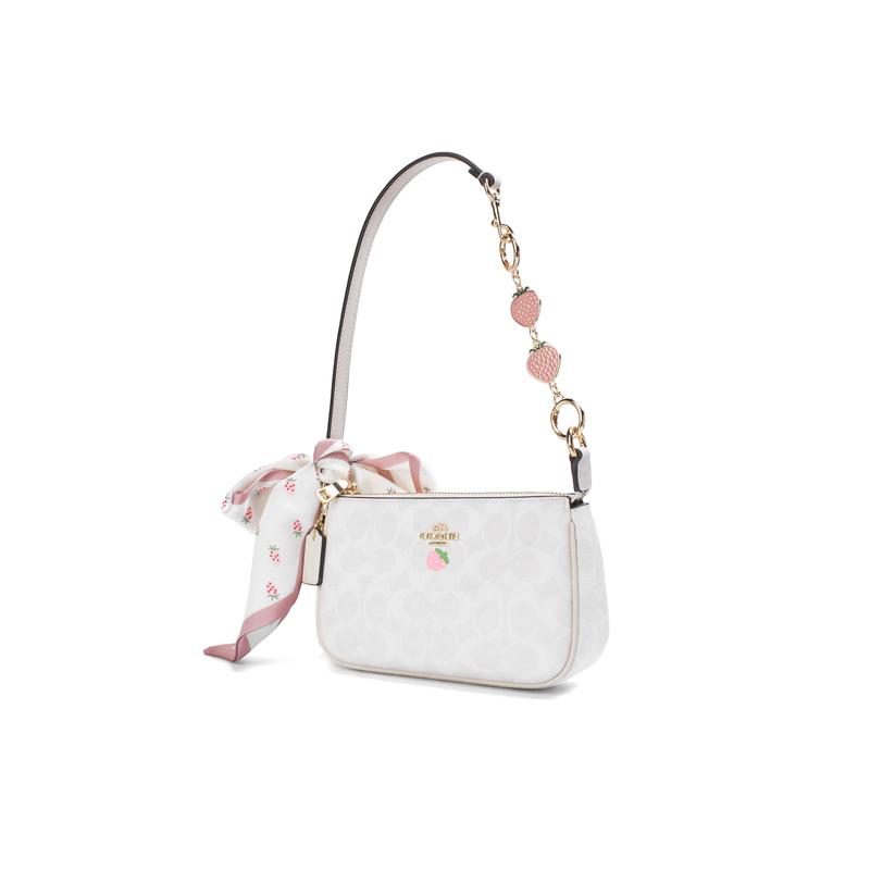COACH shoulder bag [Customized bag] Nolita 19 Berry Cherry Silk Rhyme Ido Print Ribbon Decoration Sweet Cute Berry Cherry Silk Rhyme Pink Gift Box