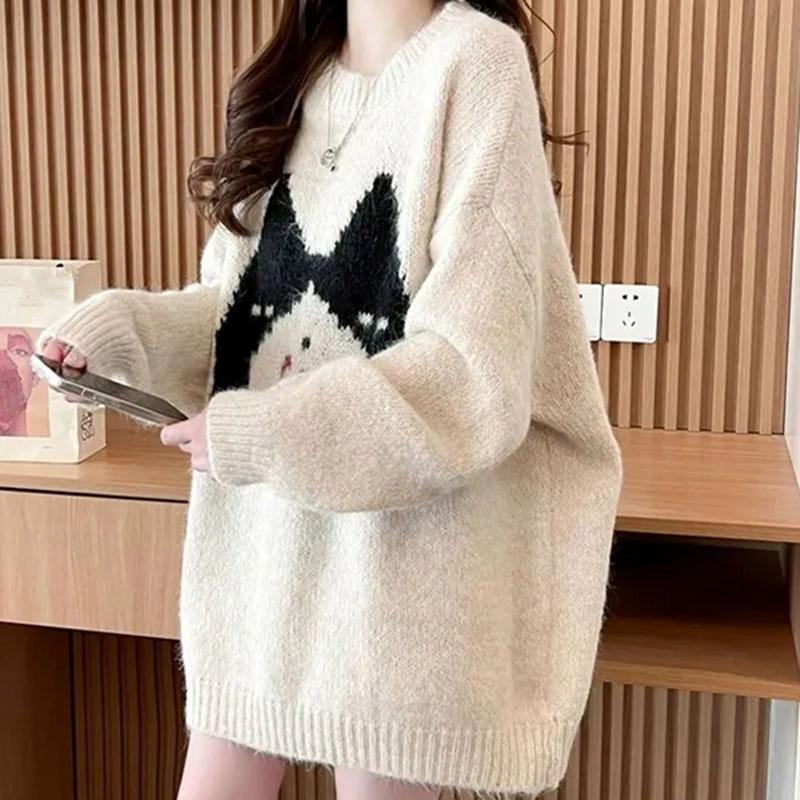 Pullover für Damen Herbst Winter Verdickter Pullover Warm Gestrickt Dehnbar Langarm Oversize Jumper Oberteile