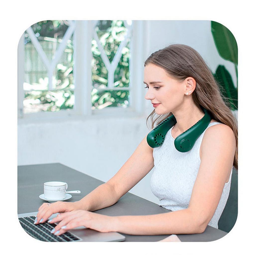 USB Neck Fan 3 Levels Low Noise Rechargeable Bladeless Long Battery Life Portable Neck Fan for Shopping Travelling