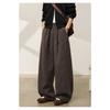 Mens Loose Retro Casual Drooping Straight Long Imitation Wool Trousers