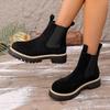 Women's Round Toe Chelsea Boots, Suede Mid Top Martin Boots, Fashion Casual Versatile Ankle Boots for Women