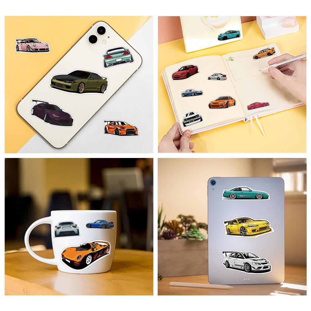 100Pcs Cartoon Jdm Racing Car Graffiti Stickers Waterproof Laptop Guitar Luggage Motorcycle Skateboard Child Stickers Toy