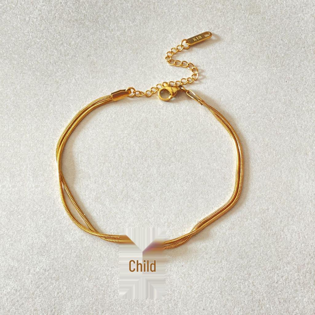 Valentine's Day Stainless Steel Herringbone & Snake Chain Bracelet with 26 Letters Pendant