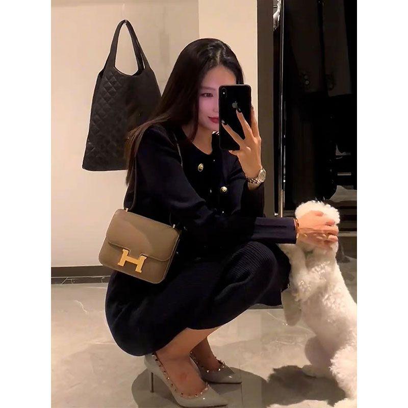 2025 Autumn/Winter Women's Chic Black Dress Set