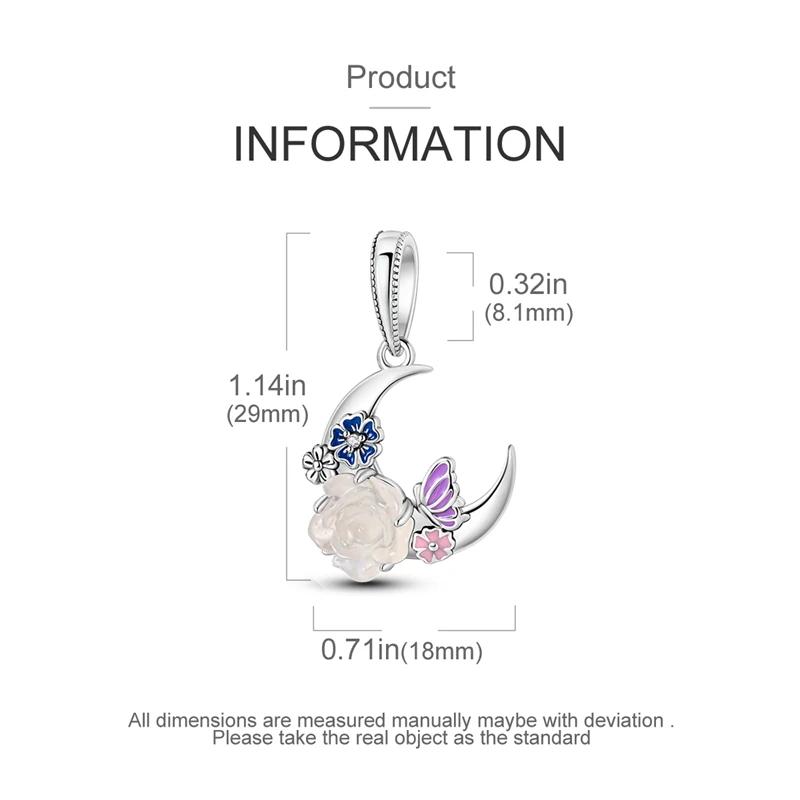 Charms Plataluminous Butterfly Flower Moon Beads Fit Originalbracelets Charms For Women Jewelry Diy Making Gifts