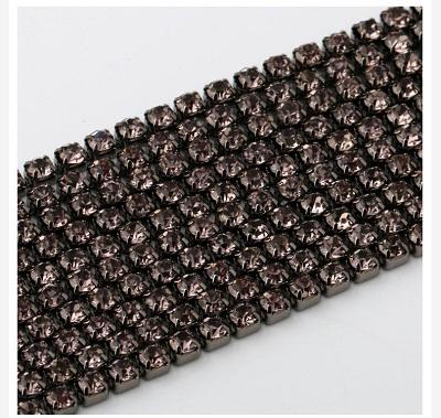 1yard/Piece 30Colors SS6-SS16 Glass Crystal Rhinestone Chain Silver Bottom Sew On Cup Chains For Diy Garment Bags Decorations