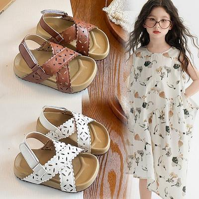 2026 Sommer Sandalen für Mädchen mit Kreuzriemen und Cut-outs - Lässige Strandschuhe im koreanischen Stil