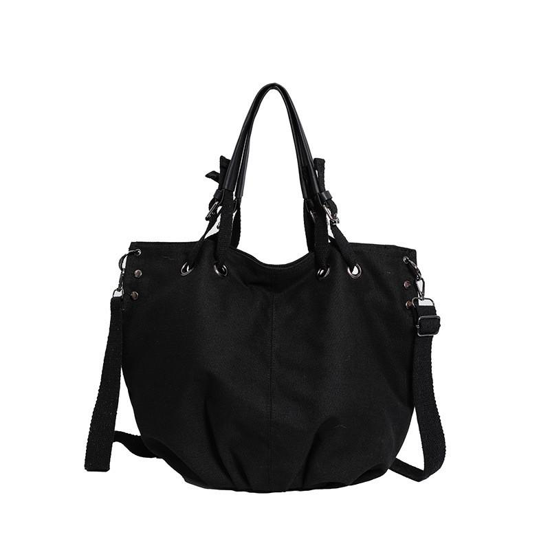 Spacious And Soft Japanese Style Canvas Crossbody Tote Bag With Multiple Pockets