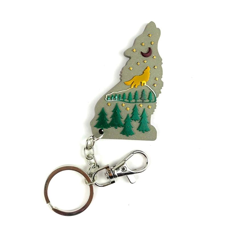 Shiny Wolf Keychain Epoxy Resin Mold Necklace Pendant Silicone Mold DIY Crafts Jewelry Decortaion Casting Mold Tool