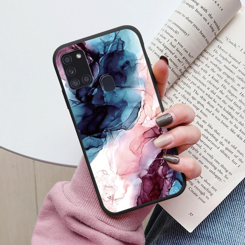 Case For Samsung Galaxy A21S Back Cover Protective Silicone Fundas Fashion Marble Stone Texture Coque For Samsung A21S Capa