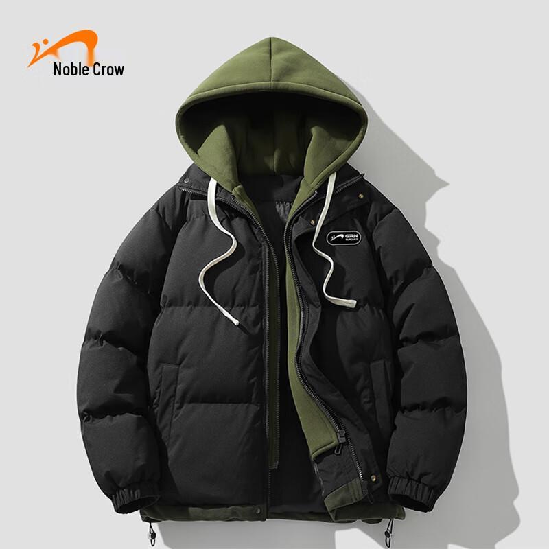 

Guirenniao Men s Winter Hooded Faux Two-Piece Padded Jacket XL