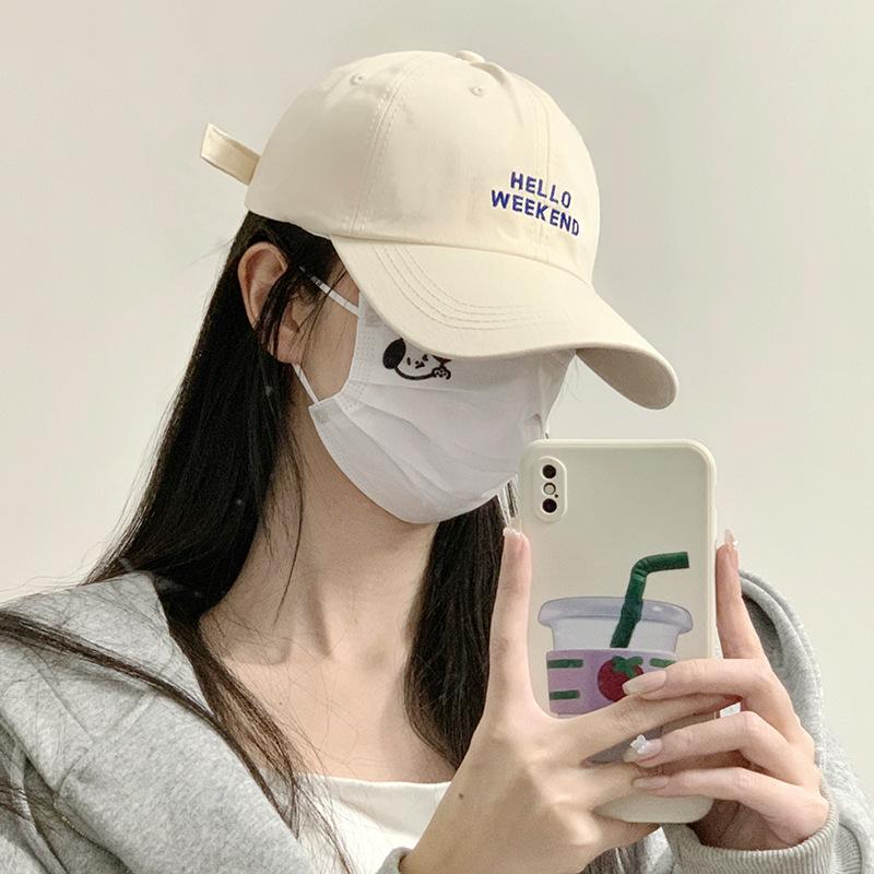 Spring and summer letter embroidery curved brimmed baseball caps for men and women, adjustable outdoor sun protection hats