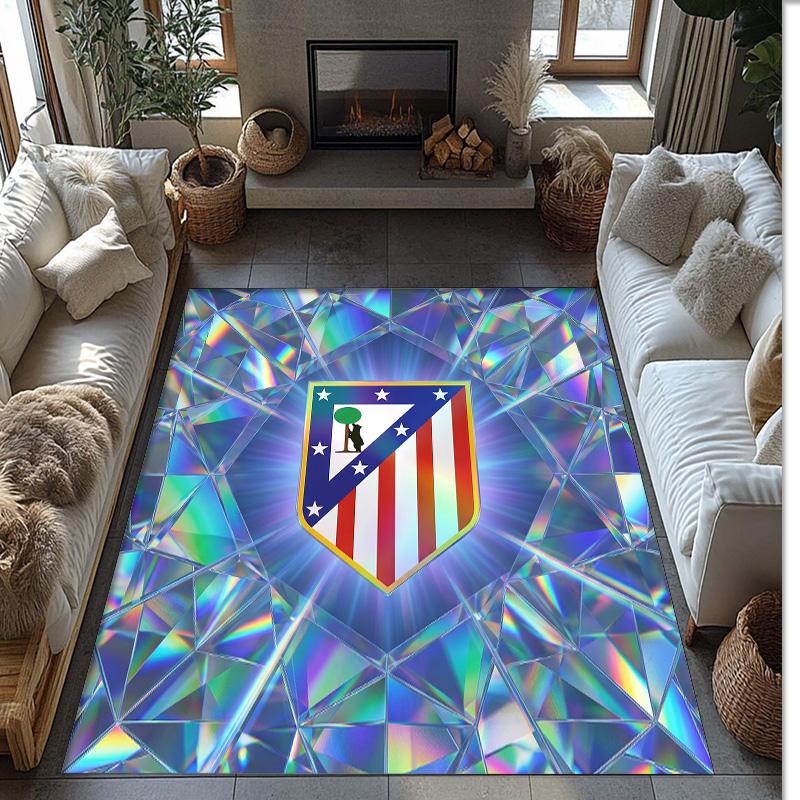 Atletico Madrid Printed Flannel Area Rug Non Slip Soft Polyester Floor Carpet Indoor Decor Mat for Bedroom Living Room Sofa Game Room Home Decoration