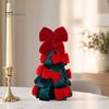 Desktop Christmas Tree Ornament Velvet Bow Decoration, Shaped Soft Fabric Tabletop for Fireplace Dining Table Window Holiday Decor